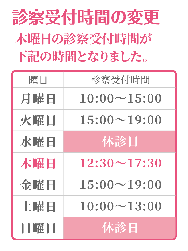 診察受付時間の変更